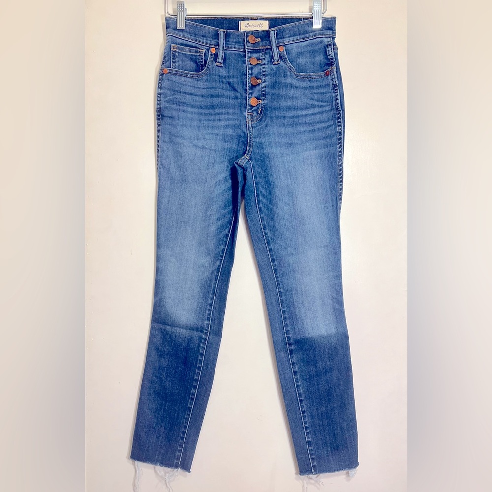 Madewell 10" High Rise Skinny Crop Blue Button Fly Jeans